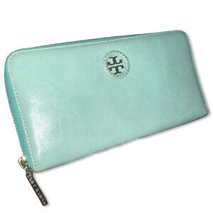 Tory Burch Teal Blue Green Continental Long Wallet